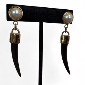 Fallon Bijan Faux Pearl Earrings Tusk Dangle Earrings